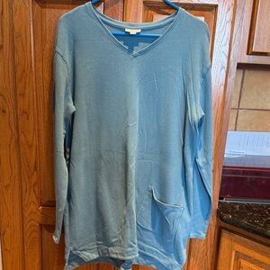 Women's Blue V-Neck Top